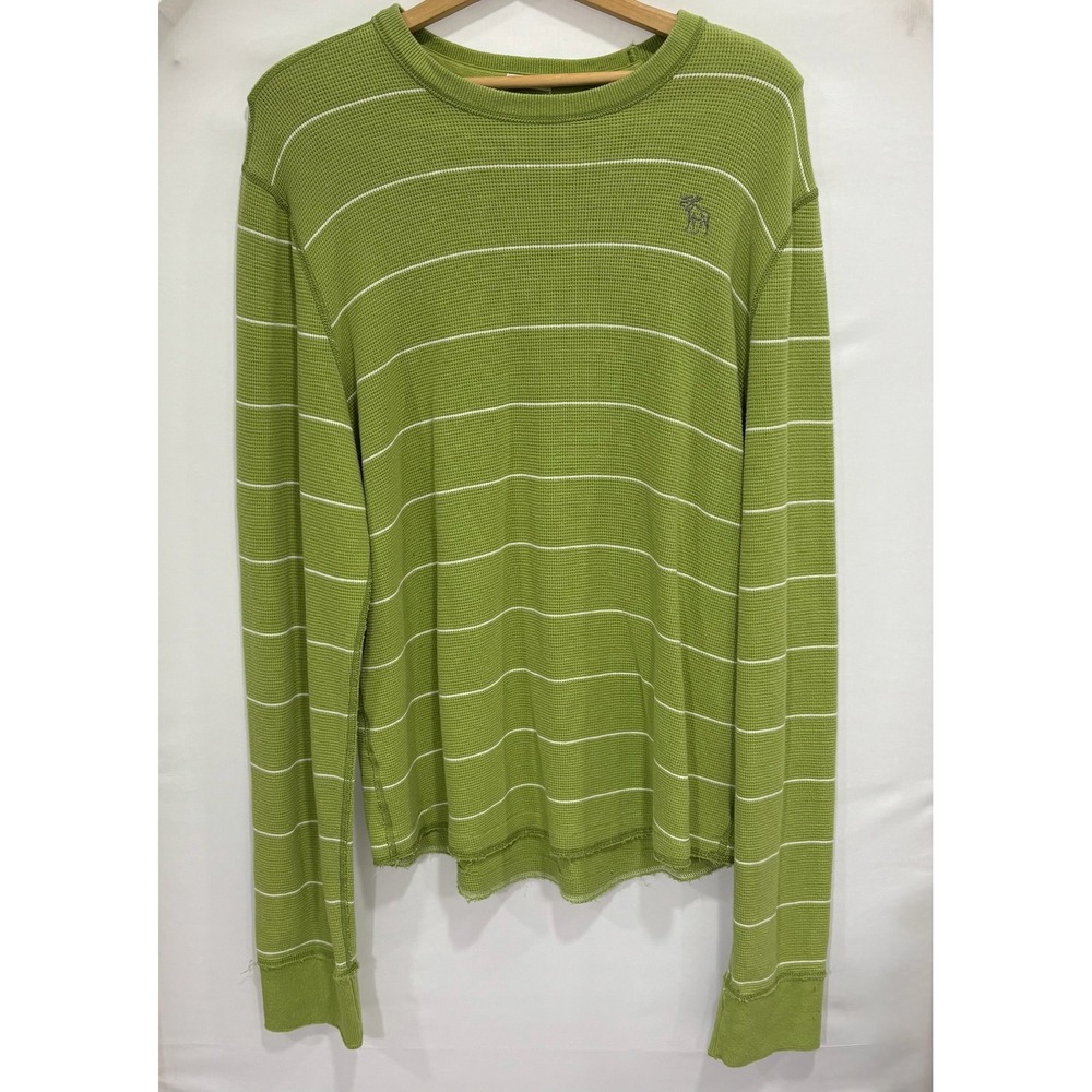 Abercrombie & Fitch Striped Waffle Knit Long Sleeve Thermal Shirt Men XL Thermal